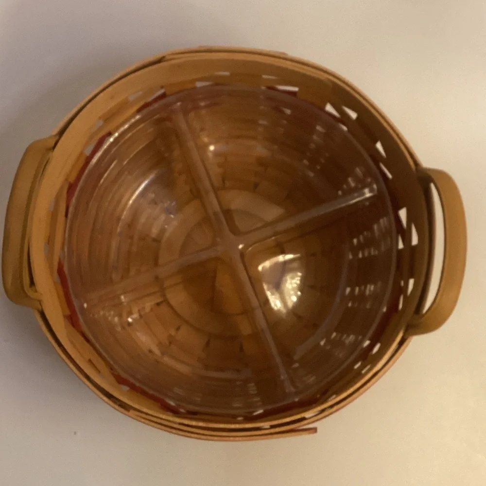 Longaberger Basket with Red Accents and Green Liner excellent condition